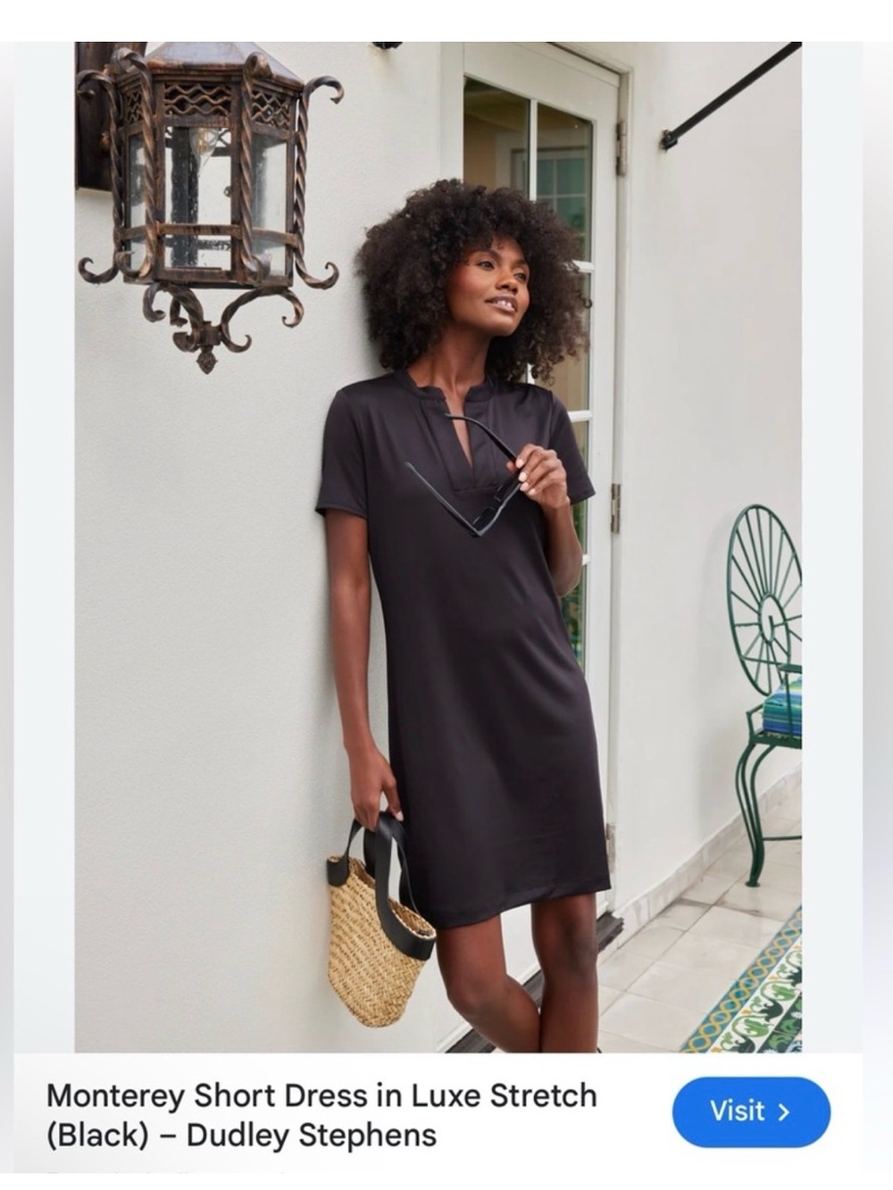 Dudley Stephens Black Short Monterey Dress in Luxe Stretch